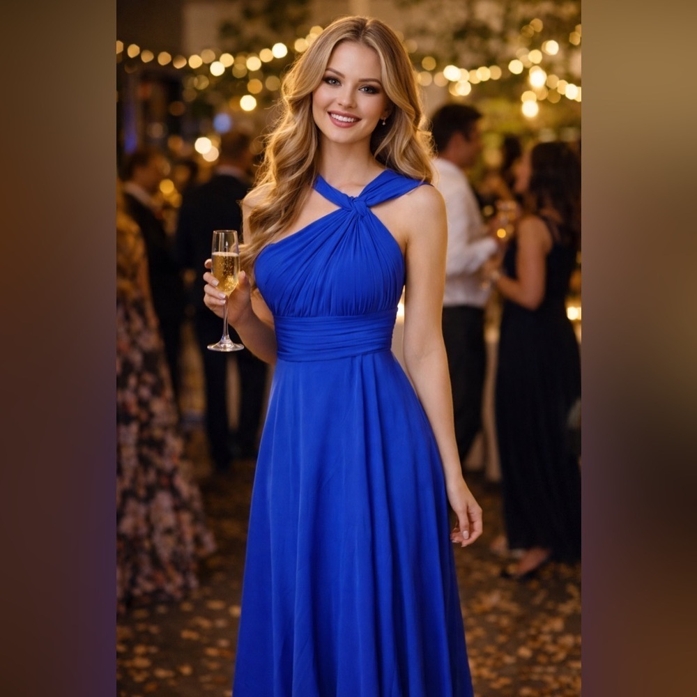 Chic One Shoulder Blue Dress